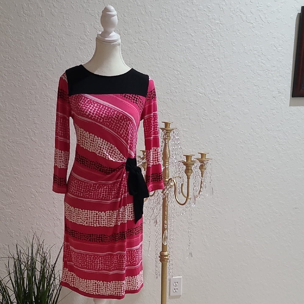 New York & Company Pink and Black Striped Dress